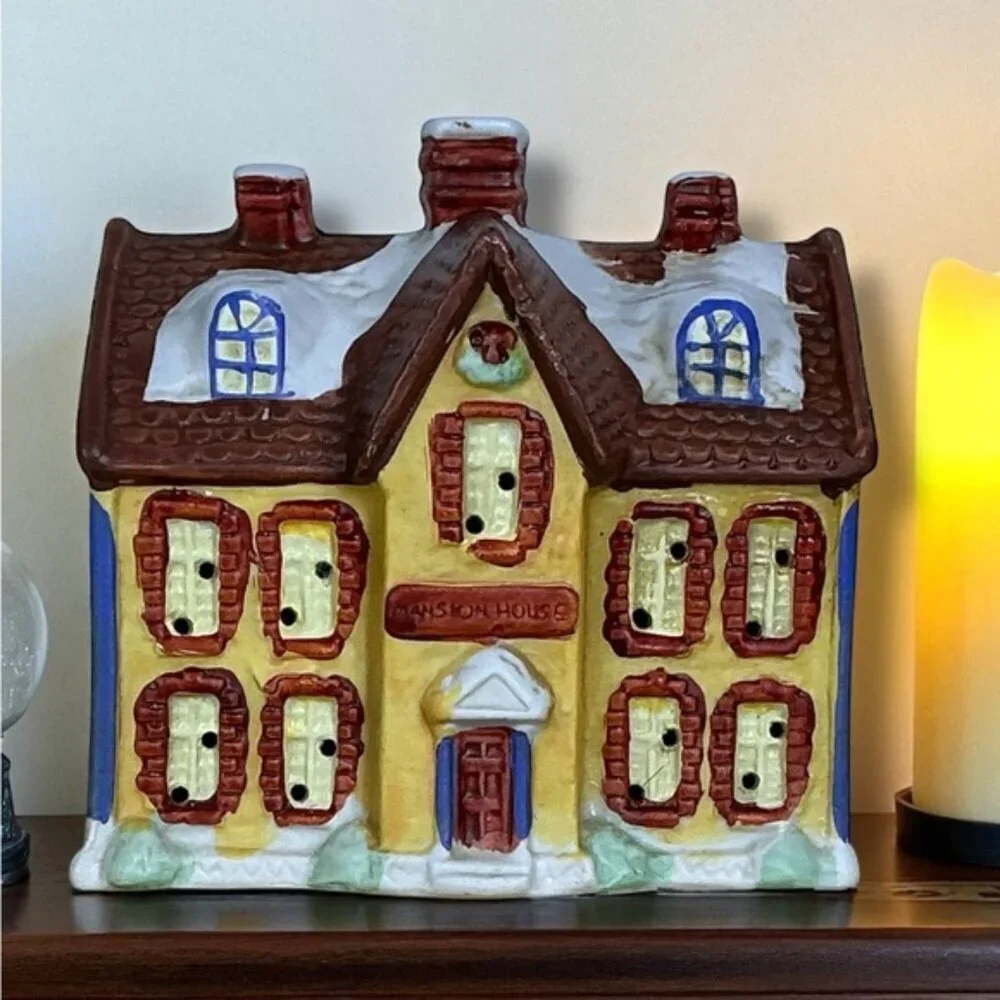 Village Mansion Holiday Dickens of London Christmas Porcelain House Vintage 1991
